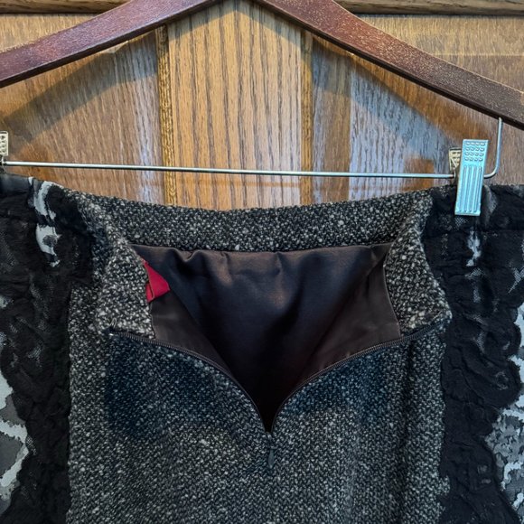 G.I.L.I. Tweed Pencil Skirt with Lace and Leopard Print Side Panels - Picture 3 of 7